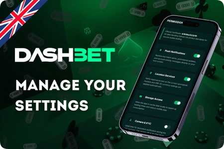 Dashbet app device permissions and notification settings